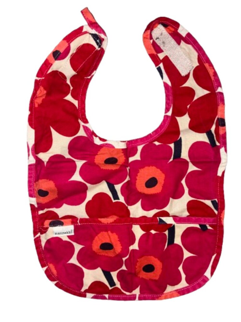 Marimekko Pink and Red Floral Pocket Baby Bib